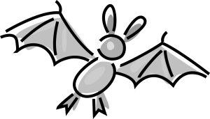 Cartoon picture of a flying bat.